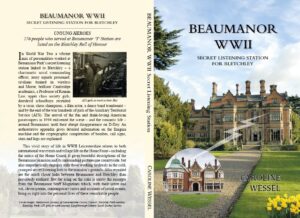 Book cover showing image of Beaumanor Hall and back page blurb of the book