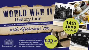 Create a memorable day with our history tour and afternoon tea experience. 
Step into the past and uncover the secrets of Beaumanor Hall, once a vital listening station during World War II. Our expert guides will take you behind the scenes, bringing its incredible history to life as you explore the Main Hall, cellars, and historic grounds. 
You'll then have the chance to relax in our beautiful rooms while enjoying an array of tasty sandwiches, and tea of course. 
